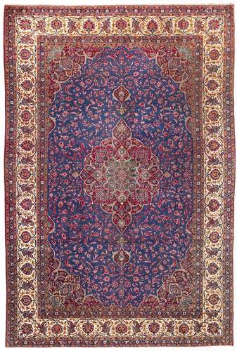 A FINE QUALITYE SILK KASHAN CARPET, 1920