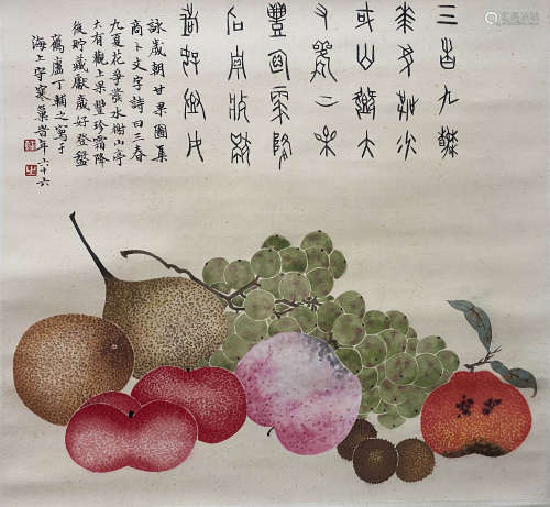 A Chinese Flowers&bird Painting Scroll, Ding Fuzhi Mark