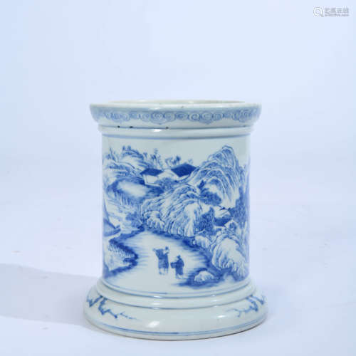 A Blue and White Brushpot