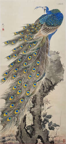 A Chinese Flowers&bird Painting Scroll, Gao Jianfu Mark