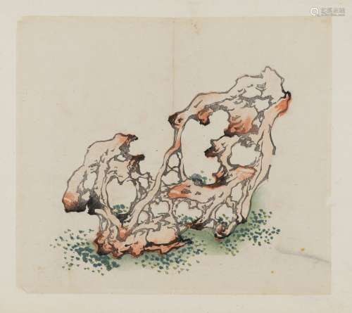 杂文作者拍品7幅，来自《十竹工作室》类型的画册。中国。约19°世纪平均25 x 30厘米，各种状态层压在支架上来源：Compagnie de la Chine et des Indes (Paris) (Inv.14533 1947年在Hôtel Drouot收购)