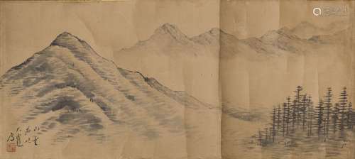 山水日本，约19世纪纸本水墨。37 x 82 cm来源：Compagnie de la Chine et des Indes (Paris) (Inv.21019 1970年收购)