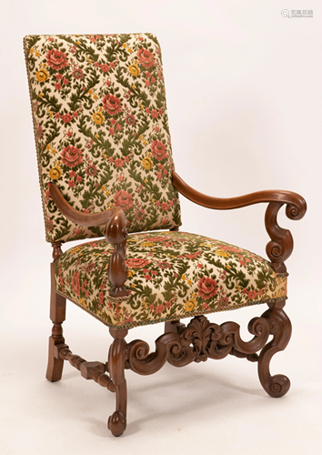 ENGLISH WALNUT HIGH BACK CHAIR C 1900 H 46