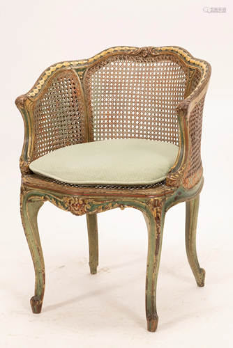 LOUIS XV STYLE PETITE CHAIR, C. 1900, H 29