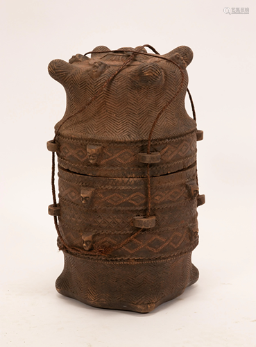 KUBA, CONGO, AFRICAN, CARVED WOOD, COPPER AND FIBER