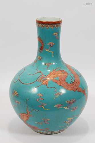 CHINESE FAMILLE ROSE VASE, H 15