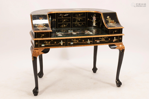 CHINOISERIE HARDSTONE DECORATED DESK, CARLTON STYLE H