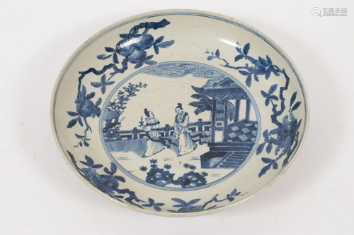 CHINESE EXPORT BLUE AND WHITE PORCELAIN CHARGER, H