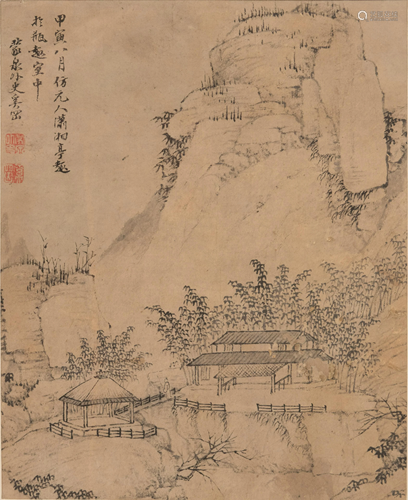 ATTR. HAI KANG (CHINESE, 18TH C) INK ON PAPER, H 9