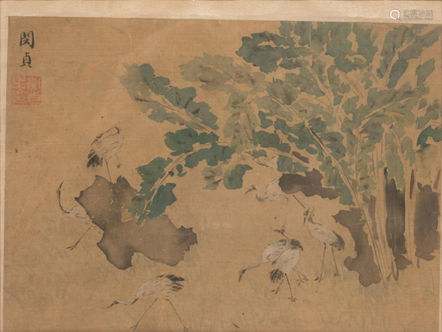 ATTR. MIN CHENG (CHINESE, 18TH C) INK & COLOR ON SILK,