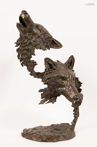 MARK HOPKINS (AMERICAN, 20/21ST C) BRONZE WOLF