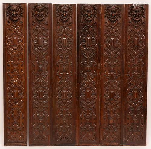 ENGLISH CARVED WOOD PILASTERS, 1ST QUARTER 20TH C.,