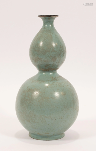 CHINESE CELADON PORCELAIN GOURD-FORM VASE, H …