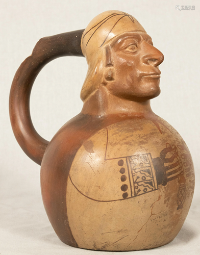 SOUTH AMERICAN MOCHE EARTHENWARE VESSEL H 9