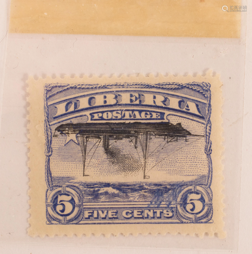 LIBERIA .05C INVERTED SAILING SHIP SINGLE POSTAGE STAMP