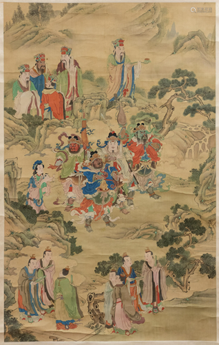 CHINESE PAINTING ON SILK SCROLL, 19TH CENTURY, H 60.5