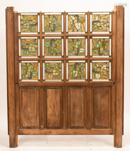 LEADED STAINED GLASS PARTITION PANEL, H 69