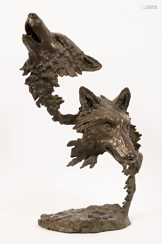 MARK HOPKINS (AMERICAN, 20/21ST C) BRONZE WOLF