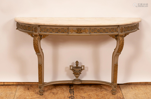 ITALIAN MARBLE TOP, CARVED CONSOLE C 1900 H 33