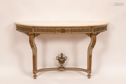 ITALIAN MARBLE TOP CONSOLE TABLE C 1900 H 33