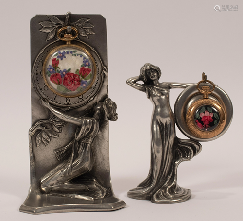 ELECTRO PLATE POCKET WATCH HOLDERS, TWO H 6