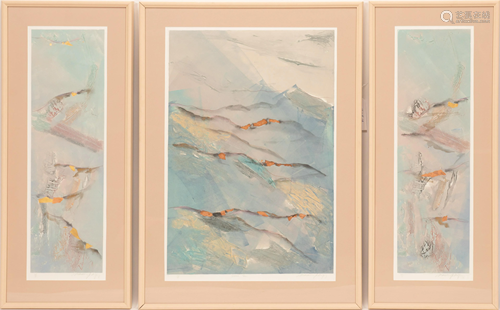 MONCIN RODRIEQUZ, MONOPRINTS, TRIPTYCH SIERRA SKIES