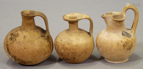 GREEK CERAMIC & EARTHENWARE PITCHERS, 3RD C. B…