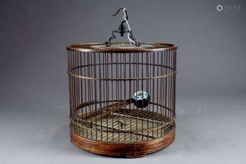 Cage à oiseaux chinoise, de forme tambour.