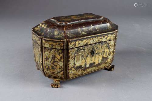 Boîte à thé de forme sarcophage.