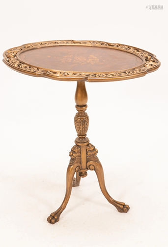 CHIPPENDALE STYLE WALNUT TILT TOP TABLE, C. 1940, H