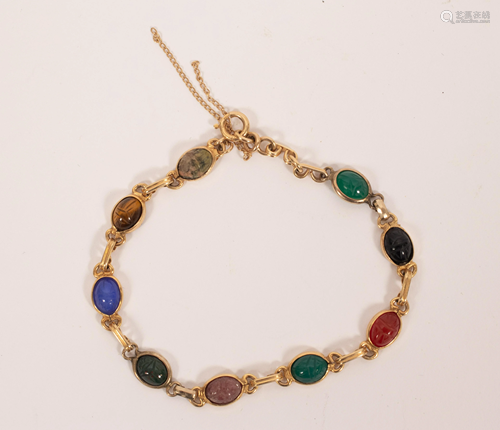 14K YELLOW GOLD AND HARDSTONE BRACELET L 7