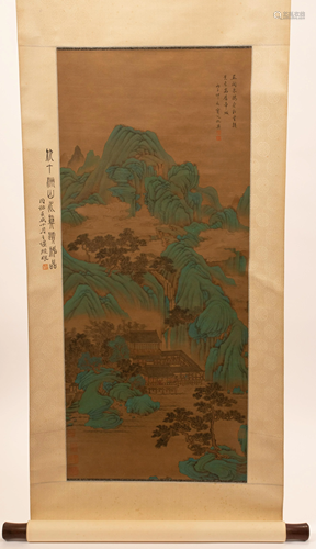 CHINESE INK ON PAPER SCROLL, H 34