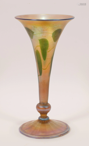 L.C.TIFFANY FAVRILE GLASS TRUMPET VASE #1534 H 12