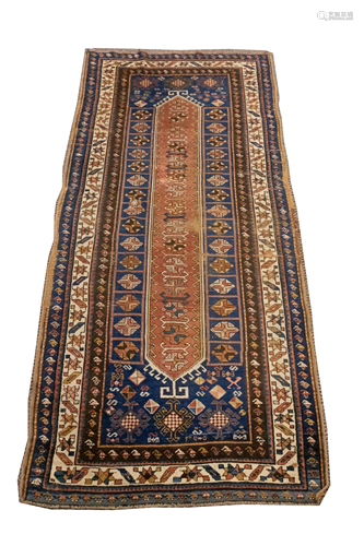 CAUCASIAN HANDWOVEN WOOL RUG, W 8' 7