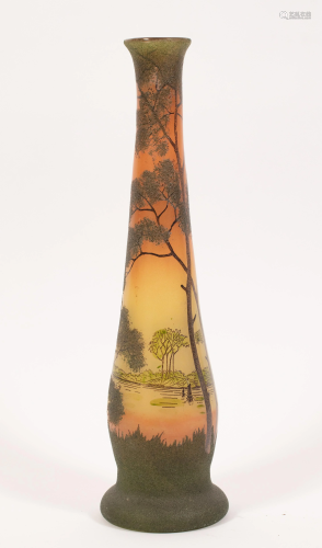 LEGRAS, FRENCH ART GLASS VASE, C 1910 H 15.5