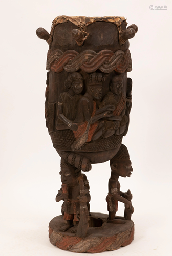 YORUBA, NIGERIA, AFRICAN, CARVED WOOD, PIGMENT AND HIDE