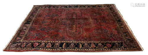 SAROUK PERSIAN HAND WOVEN CARPET C 1930 W 9' L 11'7