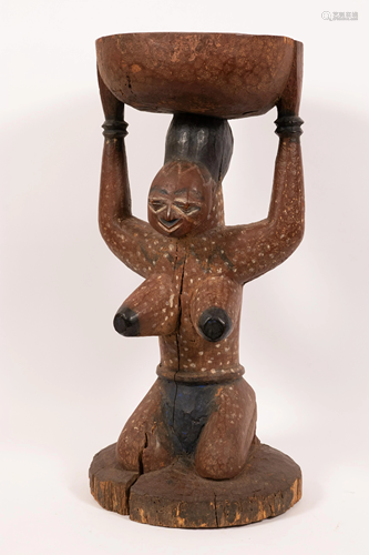 YORUBA, NIGERIA, AFRICAN, CARVED WOOD WITH PIGMENT