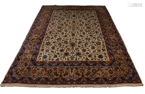 PERSIAN SAROUK WOOL CARPET, C 1930 W 9' 7