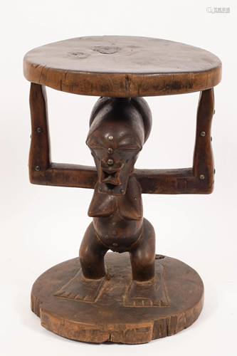 YORUBA, NIGERIA, AFRICAN CARVED WOOD AND METAL,