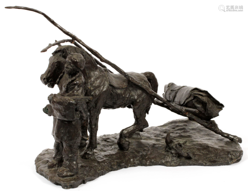 RUSSIAN BRONZE, SIGNED 'TARTER' NATIVE WITH PACKHORSE