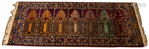 TURKISH HAND WOVEN PRAYER RUNNER, W 3'2