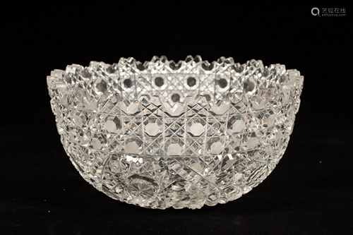 RUSSIAN CUT, CUT GLASS BOWL C 1900 H 3.5