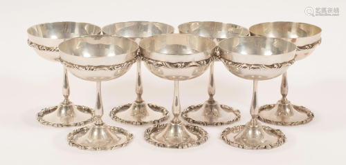 STERLING CHAMPAGNES, MEXICO, SET OF SEVEN, 52 TR OZ H