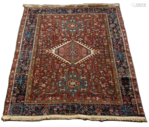 PERSIAN KARATEH HERIZ WOOL RUG, C. 1970, W 4' 8