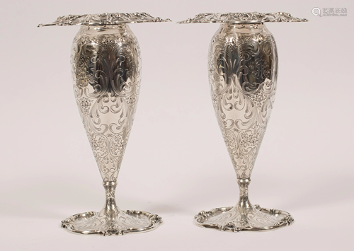 STERLING SILVER VASES, ROGER WILLIAMS CO. 22TO C 1903,