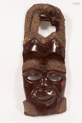 AFRICAN, CARVED WOOD MODERN MASK H 24