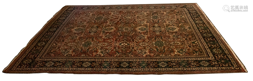 YURUK TURKISH WOOL CARPET, C 1900 W 10' 5