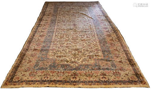 PERSIAN KERMAN WOOL RUG, C. 1980, W 10', L 21'