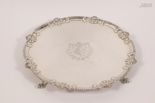 RICHARD RUGG, GEORGIAN STERLING LARGE SALVER, 51.05TO